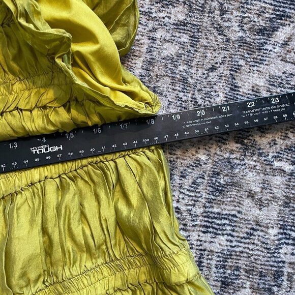 QP Designers Ruffle Tier Dress Women S Moss Green Lined Peasant High Neck Midi - Picture 7 of 10